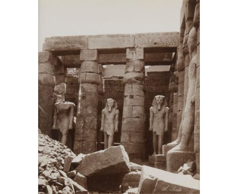 Antonio Beato (Italian/British, ca. 1832-1906). Late 19th century albumen photograph print depicting the colonnade and statue