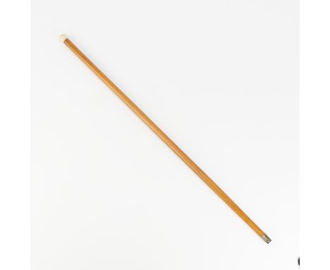 Wooden walking stick or cane with a metal tip. The tip of the cane twists off to reveal a secret compartment containing a 17-