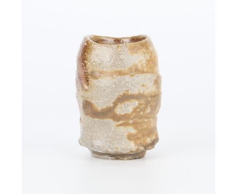 Kakurezaki Ryuichi (Japanese, b. 1950). Small studio ceramic sake cup or guinomi, ca. 20th century. Stoneware of a coarse cla