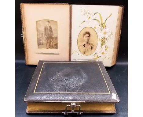 Victorian portrait photograph album, well-filled; together with a Victorian empty photograph album 