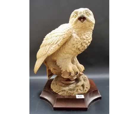Aynsley model 'The Great Snowy Owl', modelled by John Aynsley, signed, printed marks to the base, upon original wooden stand,