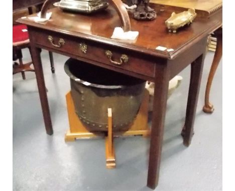 George III mahogany Chippendale style side table, the moulded top over a long drawer and on square canted legs, width 33.5in.