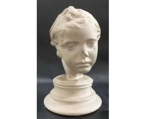 A modern plaster library model, Head of Eros, marked ANTIKSAN TURKYE, height 7in.