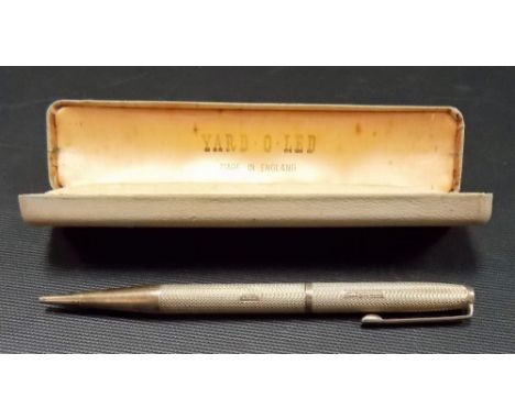 Silver yard o led engine turned propelling pencil within original fitted box