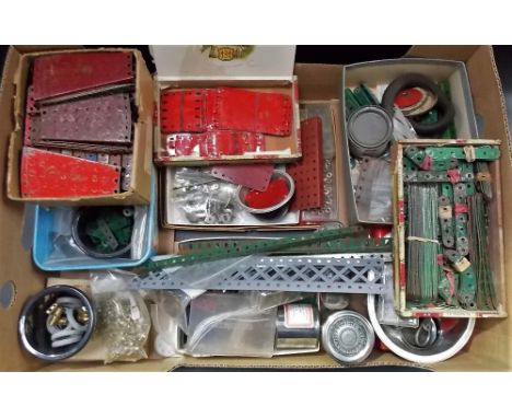 Box of vintage Meccano parts 