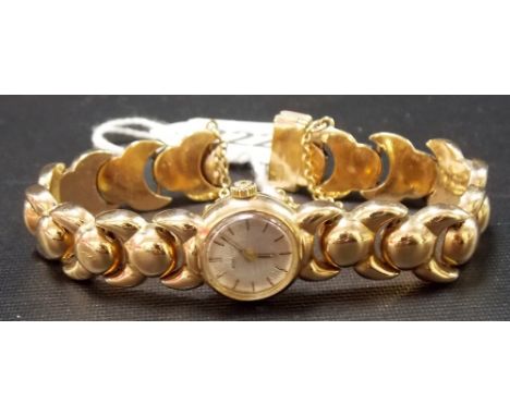 9ct gold ladies' Longines bracelet manual wind wristwatch. weight 30.4g approx.