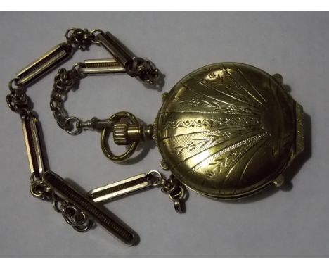 Unusual American Full Hunter crown wind pocket watch within gilded aluminium case, the white enamel dial signed WASHINGTON ST