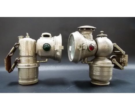 Vintage chrome plated carbide bicycle lamp by Miller; together with one other by Lucas 'CALCIA KING' (2).