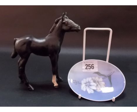 Beswick Pottery matt glazed model of a foal; together with a Royal Copenhagen oval pin dish (2).