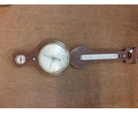 A 19th century mahogany framed wall barometer (no dial to the top) J Hynes, Lynn A/F 