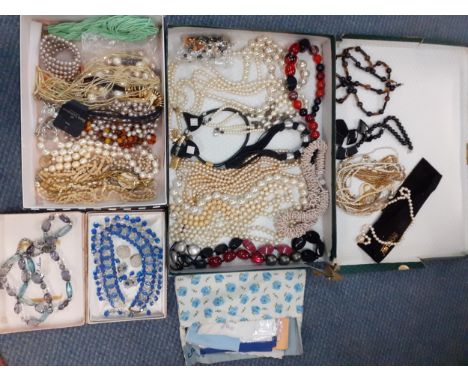 A quantity of vintage costume jewellery, mainly bead necklaces to include a Richelieu of New York imitation pearl necklace wi