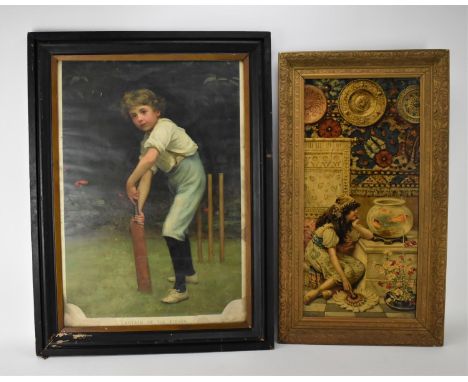 A Victorian Pears print by W.S. Coleman "The Goldfish Bowl", 68 cm x 32 cm, within a moulded oak leaf frame, together with an