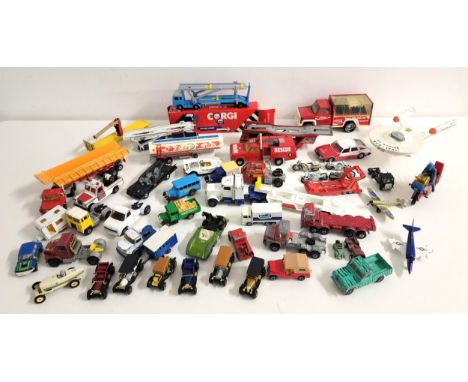 SELECTION OF VINTAGE DIECAST TOY VEHICLESincluding a 1960s Corgi Batmobile, Corgi Spiderbike, Dinky U.S.S. ENTERPRISE, Buddy 