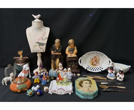 SELECTION OF CERAMICS AND COLLECTABLESincluding a silver handled fish knife, a Queen Elizabeth II Coronation commemorative ti