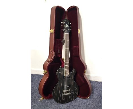 SPEAR LES PAUL STYLE ELECTRIC GUITARser. no. MV09081793, Spear and mother of pearl detail to headstock, in black with texture