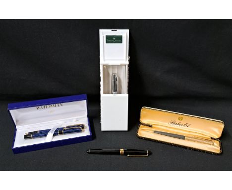 SELECTION OF PENScomprising a Faber-Castell fountain pen in case, a Parker 61 fountain pen in case, a Waterman pen set of fou