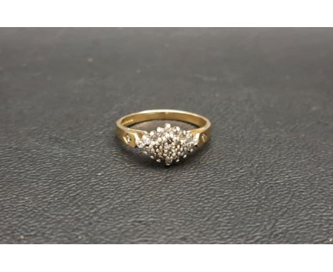 DIAMOND CLUSTER RINGon nine carat gold shank, ring size K and approximately 2.2 grams
