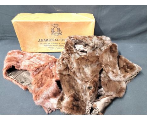 TWO VINTAGE FUR STOLESone labelled Karter, with silk lining and elasticated fastening, the other of a redder colour, both in 