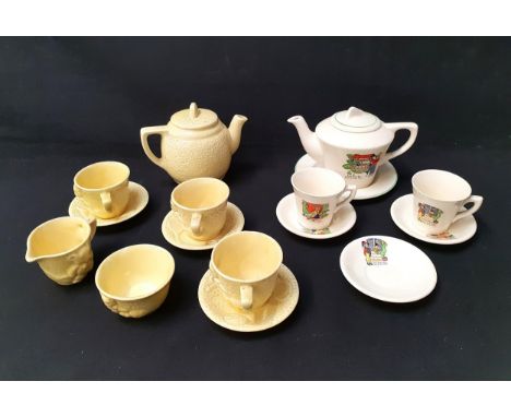 VINTAGE NURSERY RHYME PART CHILD'S TEA SETcomprising a 'Ding Dong Bell Pussy's in the Well' teapot and stand; a 'Queen of Hea