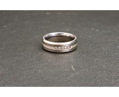 GENTLEMAN'S DIAMOND SET TITANIUM BANDthe diamonds totalling approximately 0.15cts, ring size T