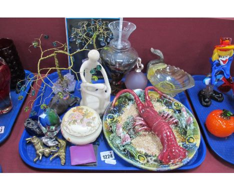 Palissy Style Lobster Plate, 25cm diameter, Bonsai tree, ceramic trinket pot, coins, etc:- One Tray