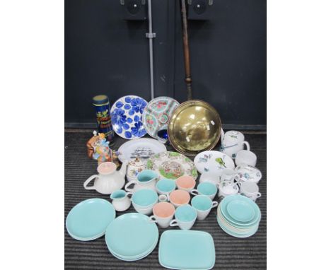 Poole Tea Ware, Royal Worcester tea ware, etc, brass warming pan, etc:- One Box.