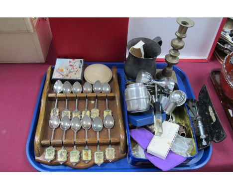 Moore &amp; Wright Micrometer, novelty spoons, tankard, brass candlestick, bottle stoppers, etc.