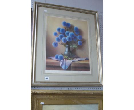 Robert Chailloux, Vase of Globe Thistles, limited edition colour print of 375, pencil signed and blind backstamp to margin, 4