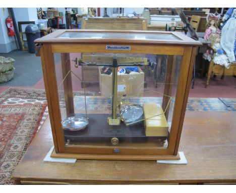 Griffin George Ltd Mahogany Cased Laboratory Scales and Weights.
