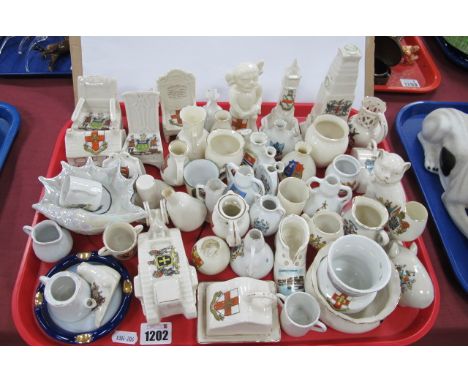 Swan China, crested ware tank, Grafton China crested ware, goss crested ware, etc:- One Tray.