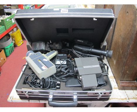 Five Cine and Video Cameras, by Canon, Ferguson, Telco, Eumig, Crestline, including Ferguson Videostar C video camera cased s