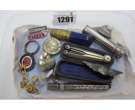 Antique Folding Pocket Compass, in original case; 'Maclean Brand Stomach Tablets' tin, 'The Kings Badge' 'For Loyal Service';