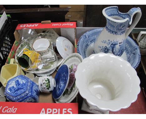 Portmeirion Fruit Bowl and Plates, Rington's tea caddy (cracked), campagna vase, etc:- One Box; 'Palermo' Wash Bowl (dam) and