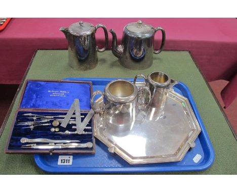 Arundel Plate Art Deco Octagonal Tray, four piece tea service, geometry set.