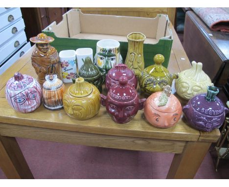 Novelty Brassware, pottery jars, P &amp; K novelty pottery jars, etc:- One Box.