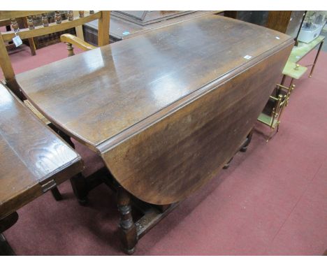 Titchmarsh &amp; Goodwin Oak Gate Leg Table, with drop leaves, single drawer on turned and block supports, 170 x 75cm high