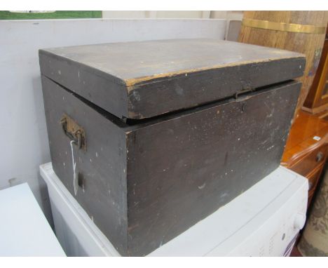 A Mid XX Century Wooden twin handled chest/trunk. 56cm x 37cm.