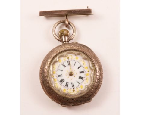 Late 19th/early 20th century Swiss silver and enamel fob watch   Condition Report   Click here for further images, condition,