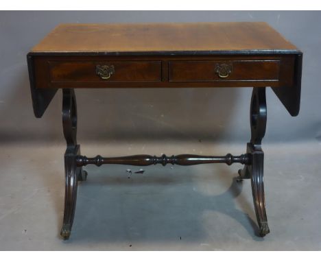 A Regency style mahogany sofa table, H.74 W.137 D.60cm 