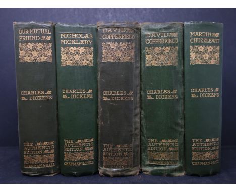 Five volumes of Charles Dickens Published by Chapman and Hall (London); Charles Scribner's Sons (New York), London and New Yo