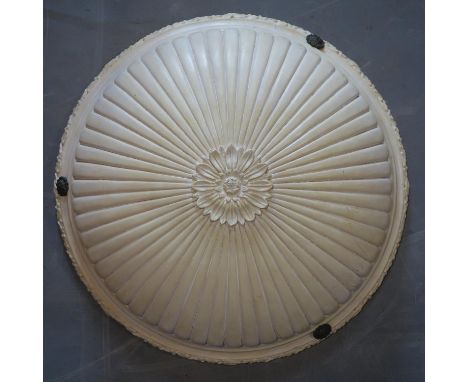 A Regency style plaster ceiling light shade, with gadrooning and floral decoration, 57cm diameter 