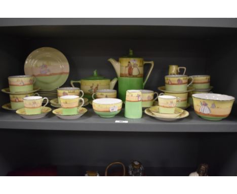 A selection of Royal Doulton bone china Dutch Harlam pattern tea and coffee wares, to include tea pot, coffee pot three coffe