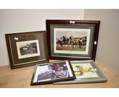 A selection of horse racing prints and photographs, to include a signed Kieren Fallon photographic print and limited edition 