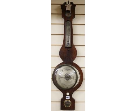 An early 19th century mahogany wheel barometer, 100cm