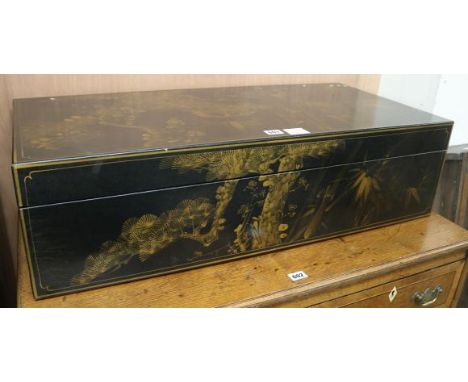 A Chinese black lacquer trunk, W.87cm