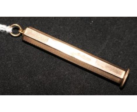 A 9ct gold engine-turned cigar piercer.