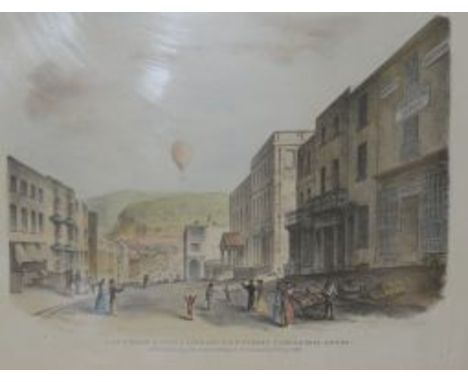 Baxter after Pollard, lithograph, View of Lewes from South Street, 25 x 41cm, a coloured lithograph View from Baxters Library