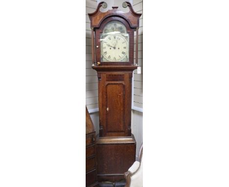 A 19th century oak eight-day longcase clock, with painted dial 210cm