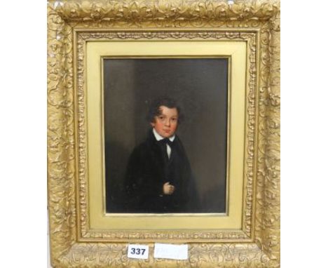 Victorian School, oil on mill board, Portrait of a youth, 24 x 18cm