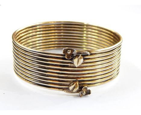 1960's designer silver-coloured metal bangle by Maughan Harvey (silversmith and goldsmith who studied under George and Henry 